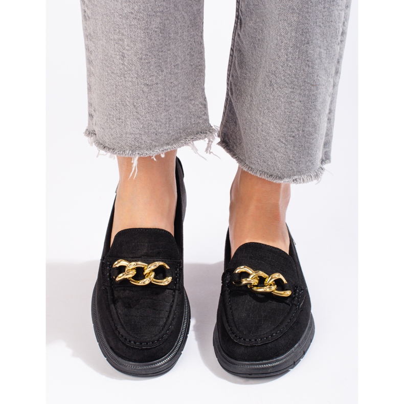 Dámské semišové mokasíny na platformě Shelovet černá 1