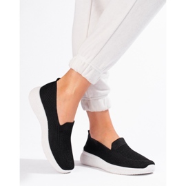 Dámská černá látková slip on Shelovet silná podrážka černý 1