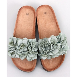 Korkové pantofle s květy Brice Green zelená 1
