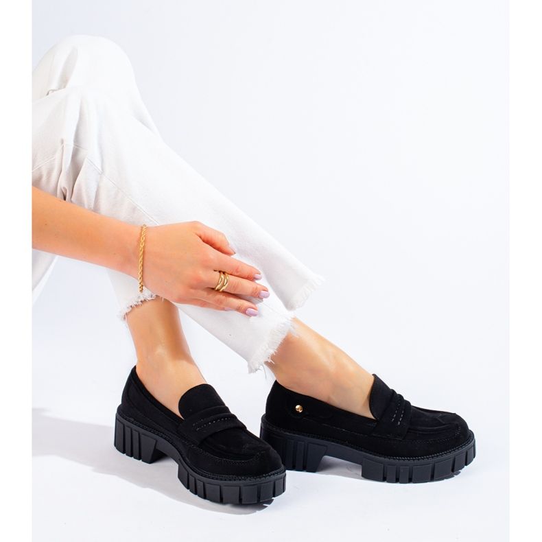 Černé semišové dámské mokasíny Shelovet černá 1