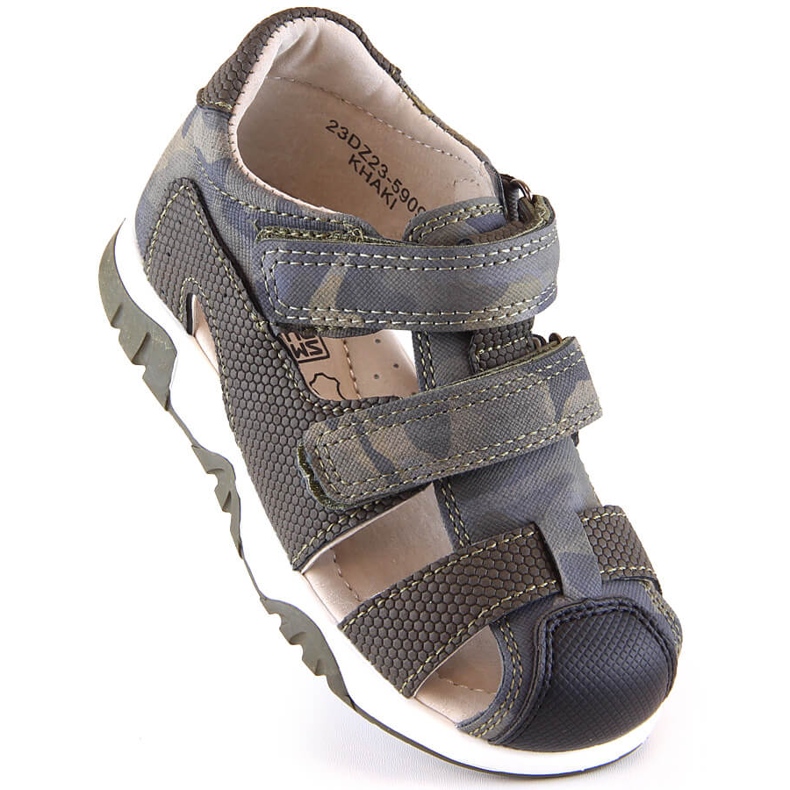 Letní sandály na suchý zip pro kluky camo khaki News 5909 zelený 1