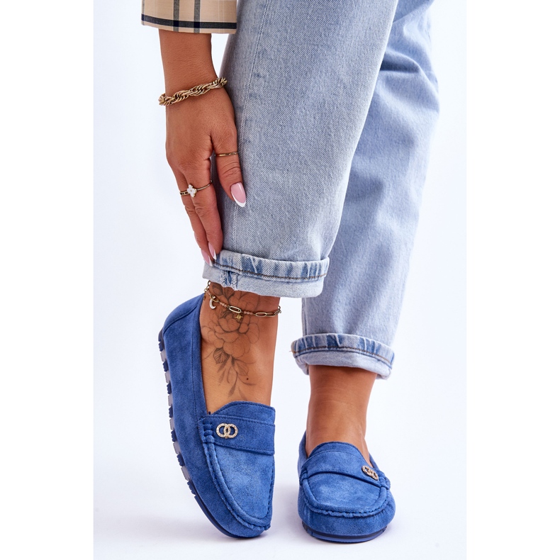Castelo Blue Suede Slip On Mokasíny modrý 1