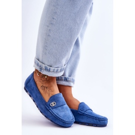 Castelo Blue Suede Slip On Mokasíny modrý 7