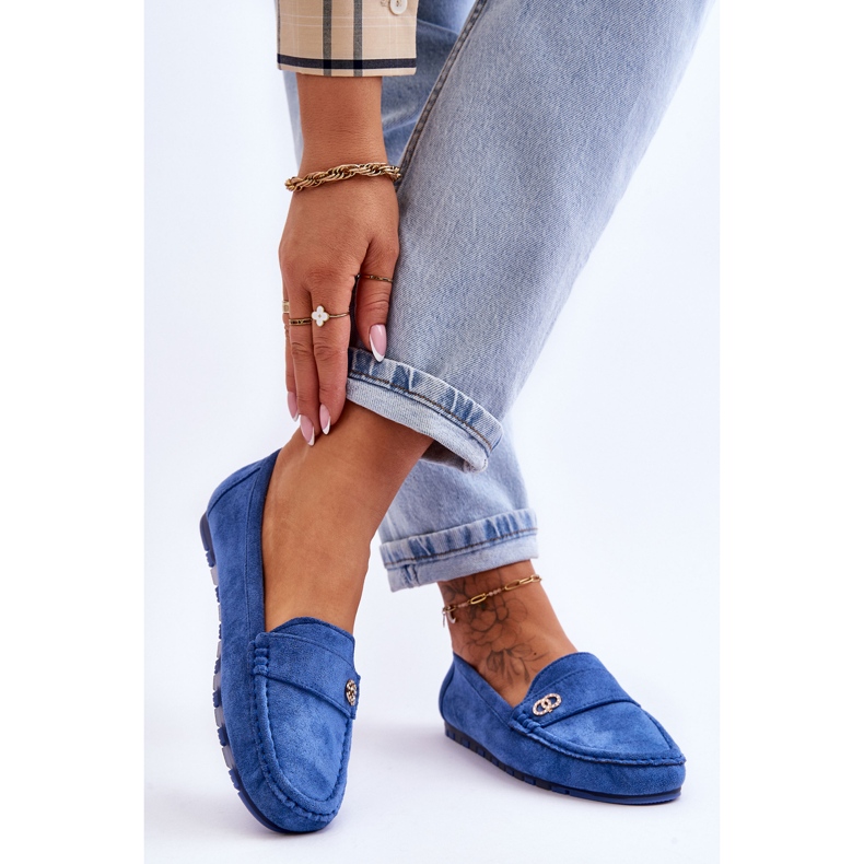 Castelo Blue Suede Slip On Mokasíny modrý 2