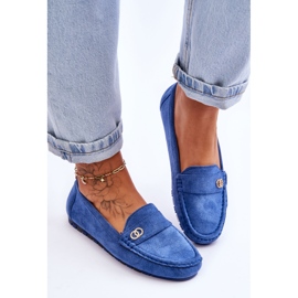 Castelo Blue Suede Slip On Mokasíny modrý 4