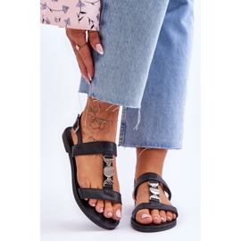 Dámské ploché sandály s ozdobným páskem Black Berry černá 1