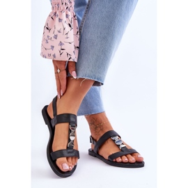 Dámské ploché sandály s ozdobným páskem Black Berry černá 2