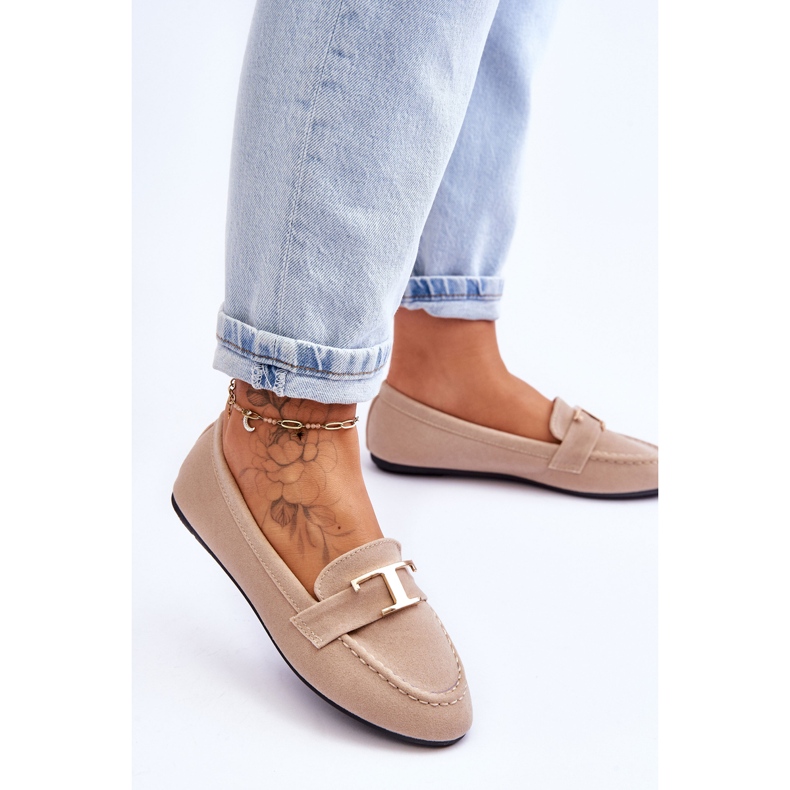 Carly Světle béžové klasické slip On mokasíny béžový 2