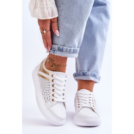 Klasické sportovní boty s prolamovaným vzorem bílé a zlaté šťastnější bílý 1