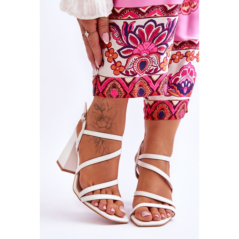 Kožené Sandály Na Bílém Podpatku Florentina bílý 1