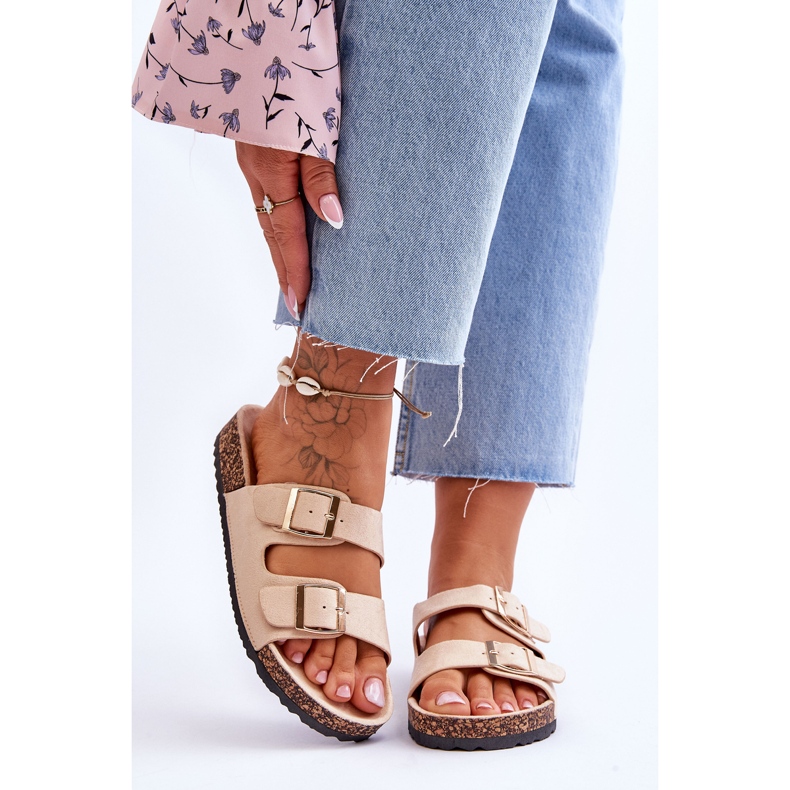 FB2 Dámské sandály na korkové platformě s pruhy béžová Doretta béžový 1