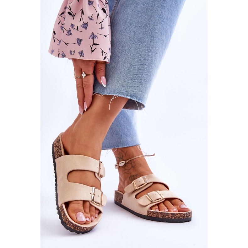 FB2 Dámské sandály na korkové platformě s pruhy béžová Doretta béžový 2