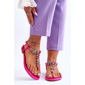 FB2 Růžové Semišové žabky S Kameny Frency růžový 1