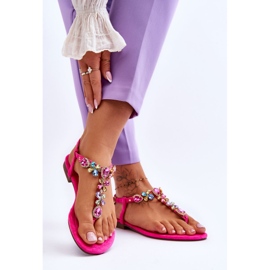 FB2 Růžové Semišové žabky S Kameny Frency růžový 2