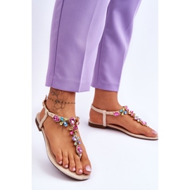 Semišové žabky S Kameny Béžová Frency béžový 2