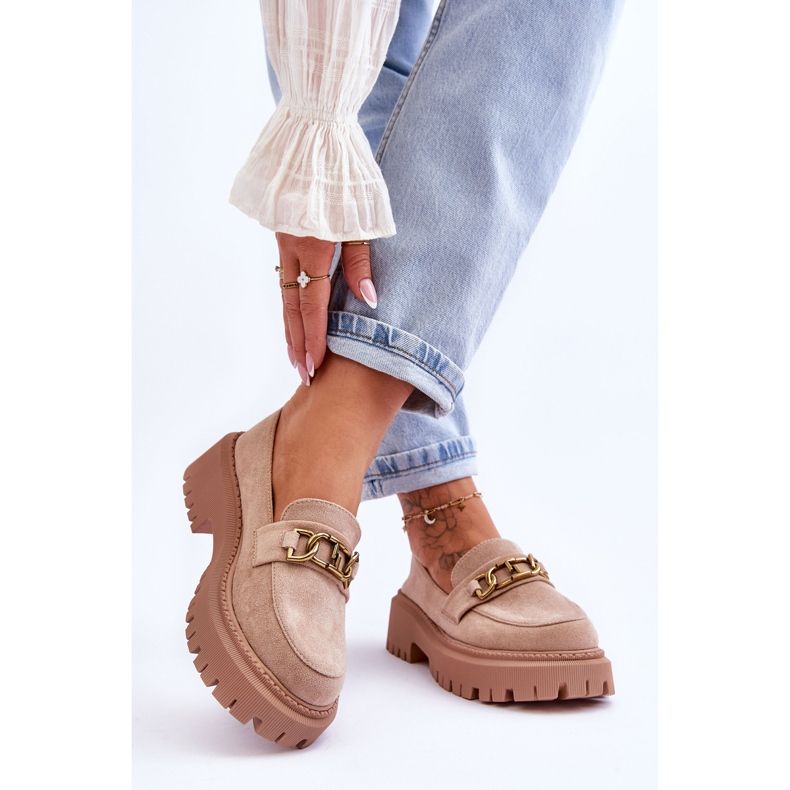 Dámské semišové mokasíny na platformě Beige Larey béžový 2
