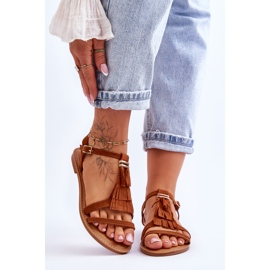 Dámské sandály Flat Suede Boho Brown Lucami hnědý 1