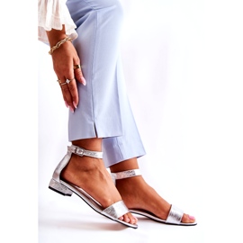 Alberto Violli Dámské stříbrné kožené sandály stříbrný 3