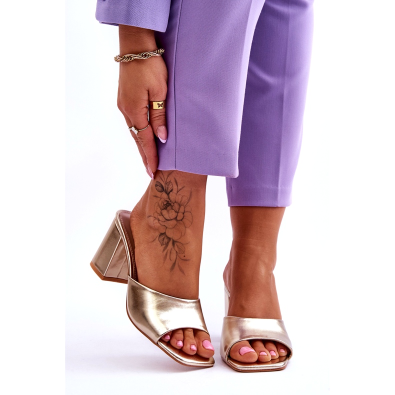 Dámské kožené klasické žabky kovová zlatá zlatý 1