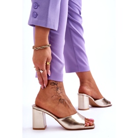 Dámské kožené klasické žabky kovová zlatá zlatý 3