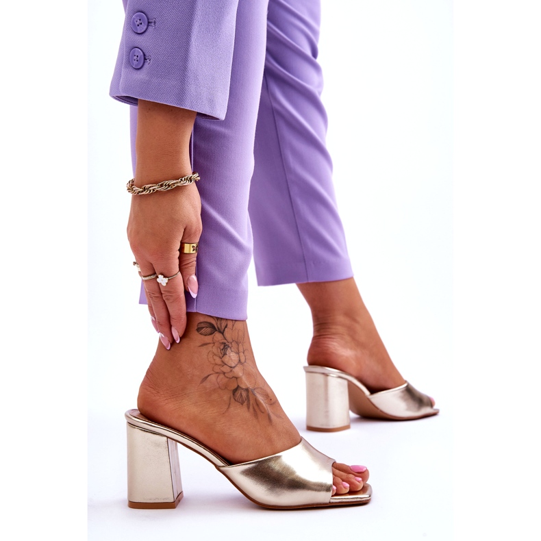 Dámské kožené klasické žabky kovová zlatá zlatý 3