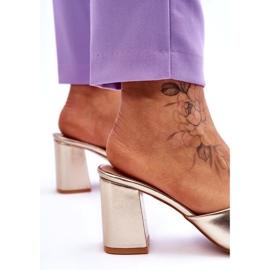 Dámské kožené klasické žabky kovová zlatá zlatý 5