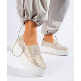 Dámské kožené nazouvací zlaté boty Shelovet zlatý 2 Dámské kožené nazouvací zlaté boty Shelovet zlatý 2