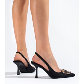 Černé semišové lodičky na otevřeném podpatku od Shelovet černý 1