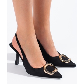 Černé semišové lodičky na otevřeném podpatku od Shelovet černá 2