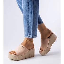 PA1 Béžové sandály na klínku od Bourdette béžový 1