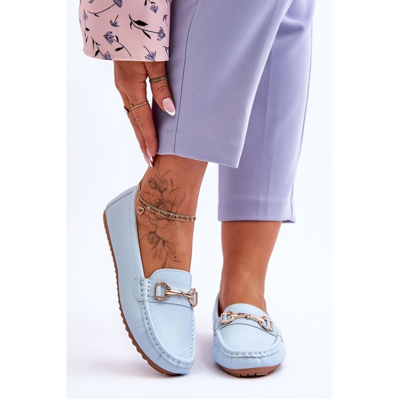 Klasické kožené mokasíny Světle modré Verona modrý 1