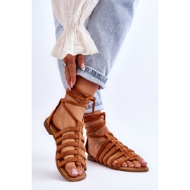 FC3 Dámské římské semišové sandály Camel Sempre hnědý 2