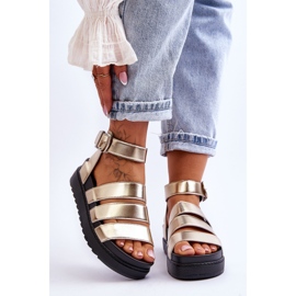 FM1 Sandály Na Masivní Platformě Zlatý Lisabon 1