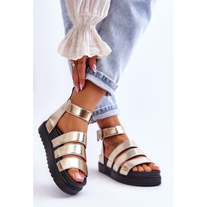 FM1 Sandály Na Masivní Platformě Zlatý Lisabon 2