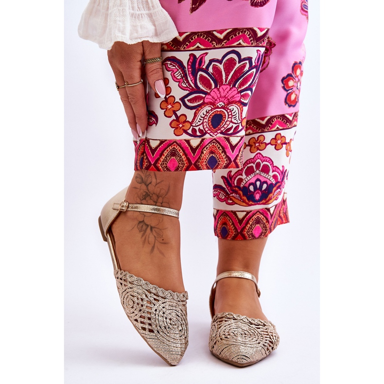 FM1 Elegantní dámské sandály ploché zlaté Sheia zlatý 1