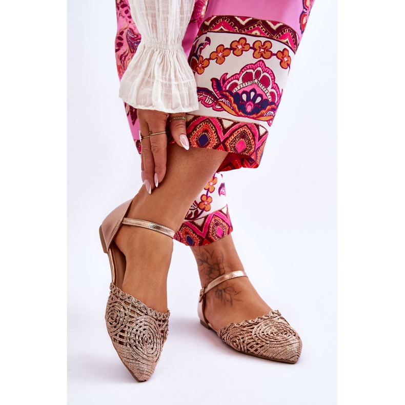 FM1 Elegantní dámské sandály ploché růžové zlato Sheia zlatý 2