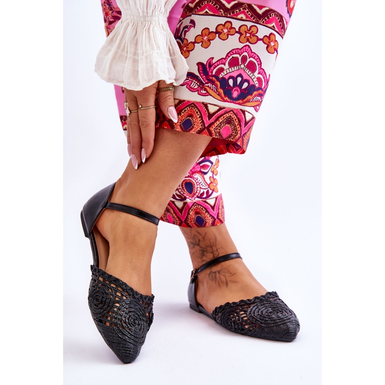 FM1 Elegantní dámské sandály ploché černé Sheia černá 2