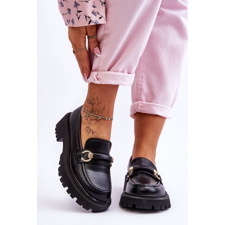 Dámské mokasíny na masivní platformě černé Calypso černá 1