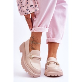 FG1 Dámské mokasíny na masivní platformě béžové Calypso béžový 1