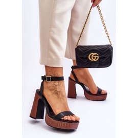 Kožené Sandály Na Robustní černé Platformě Marina černý 2