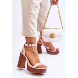 Kožené Sandály Na Robustní Platformě Béžová Marina béžový 2