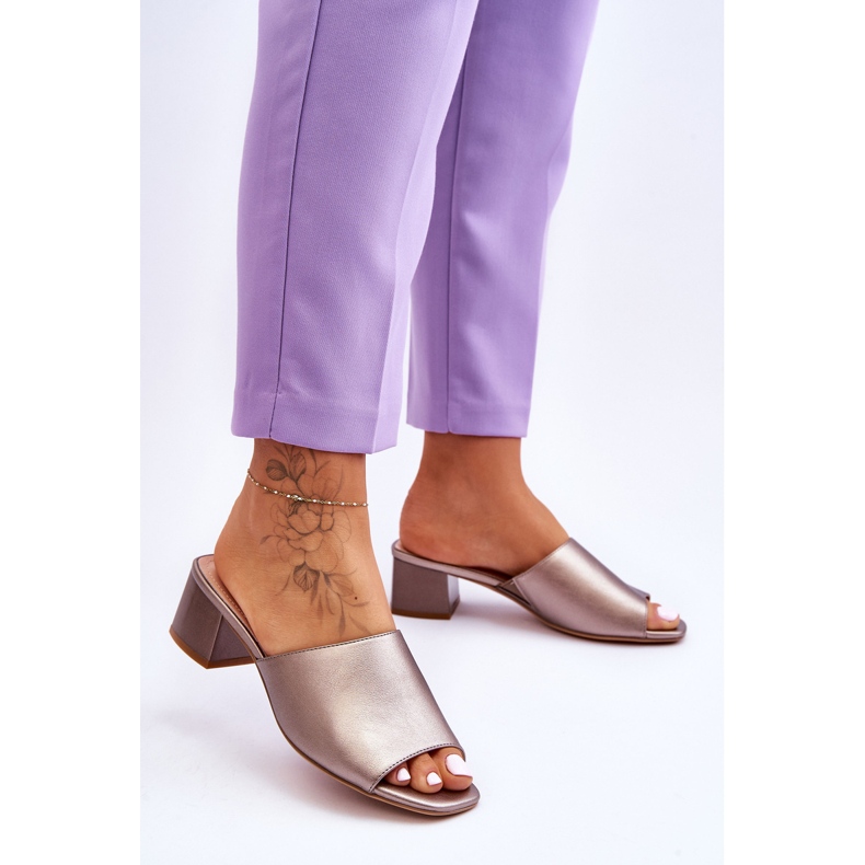 Elegantní hladké pantofle Sergio Leone KL317 tmavě stříbrná hnědý 2