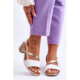 Kožené sandály na vysokém podpatku Sergio Leone SK826 v bílé a zlaté barvě bílý 1