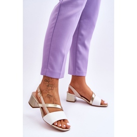 Kožené sandály na vysokém podpatku Sergio Leone SK826 v bílé a zlaté barvě bílý 2