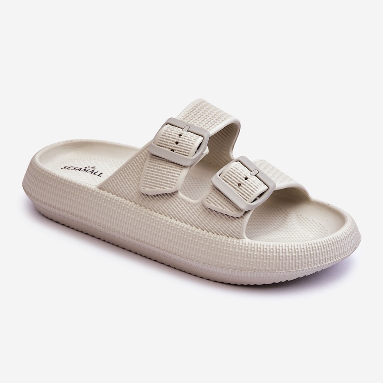 Dámské pěnové pantofle s pruhy Světle šedé Sharmen šedá 1