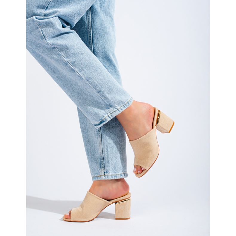 Vinceza béžové muly na sloupku béžový 2