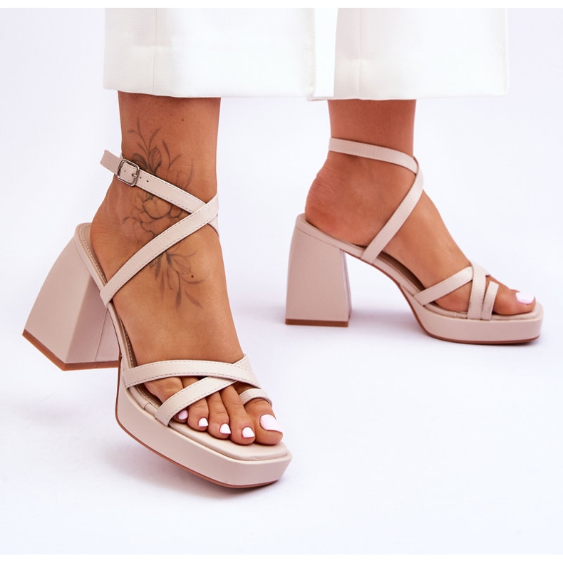 FS1 Módní podpatky a platforma béžové tajné růžové sandály béžový 2