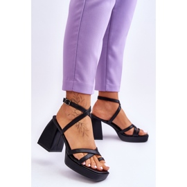 FS1 Módní lodičky a černé sandály na platformě černý 2