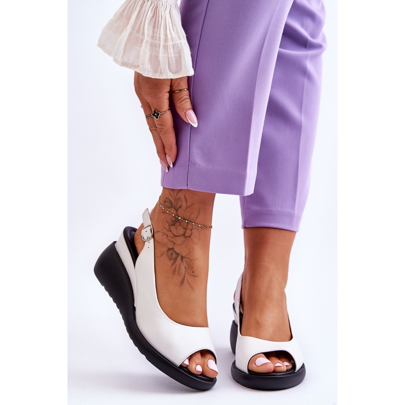 Dámské sandály na klínku Sergio Leone SK853 White bílý 1