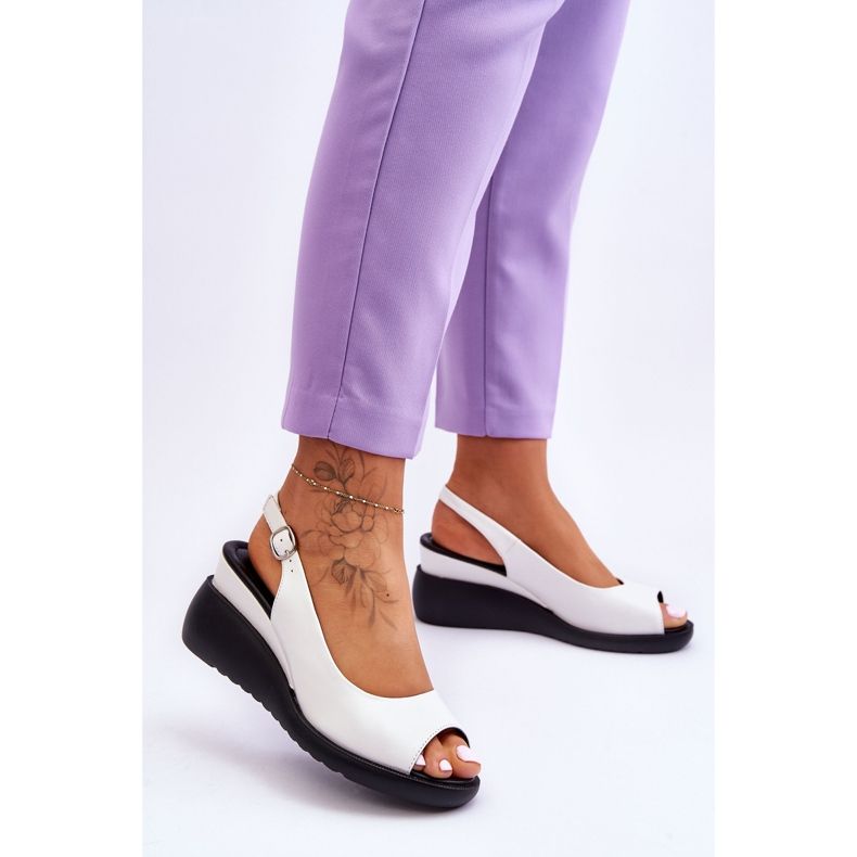 Dámské sandály na klínku Sergio Leone SK853 White bílý 2